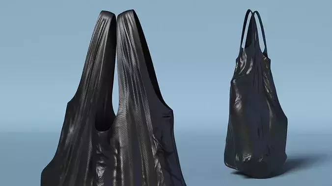 Shopping Bag Hanging Polyethylene Black 3D model 4