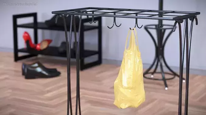 Polyethylene Shopping Bag Yellow 3D model 2