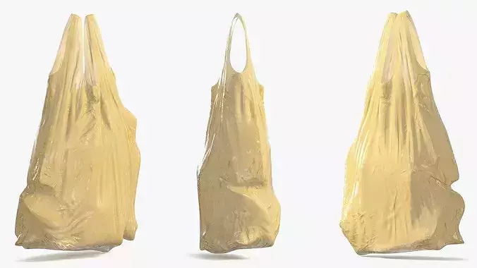Polyethylene Shopping Bag Yellow 3D model 4