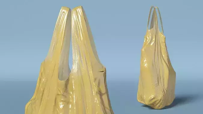Polyethylene Shopping Bag Yellow 3D model 3