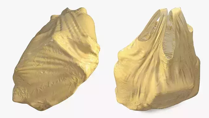Polyethylene Shopping Bag Yellow 3D model 5
