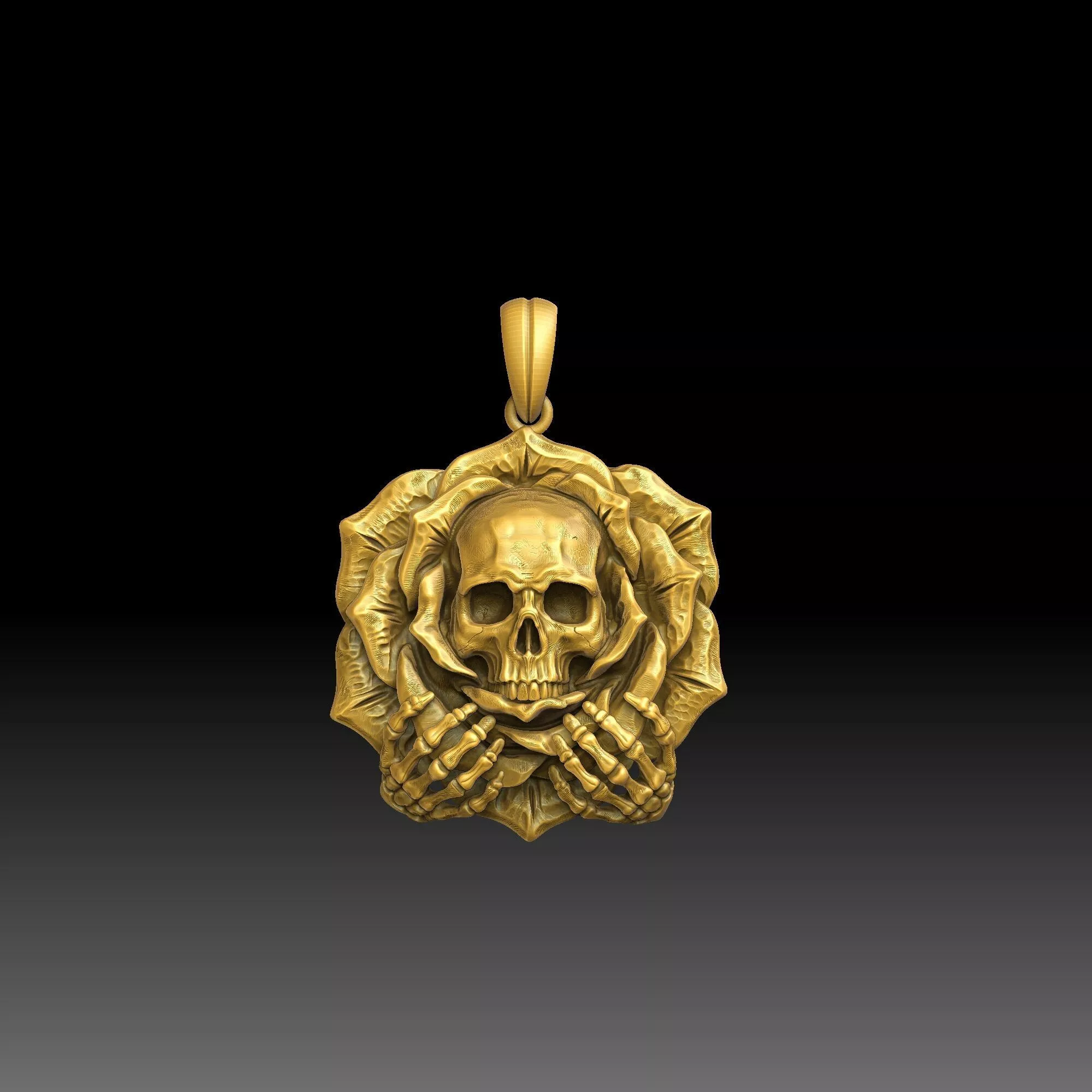 Skull Rose - one inch pendant 3D print model