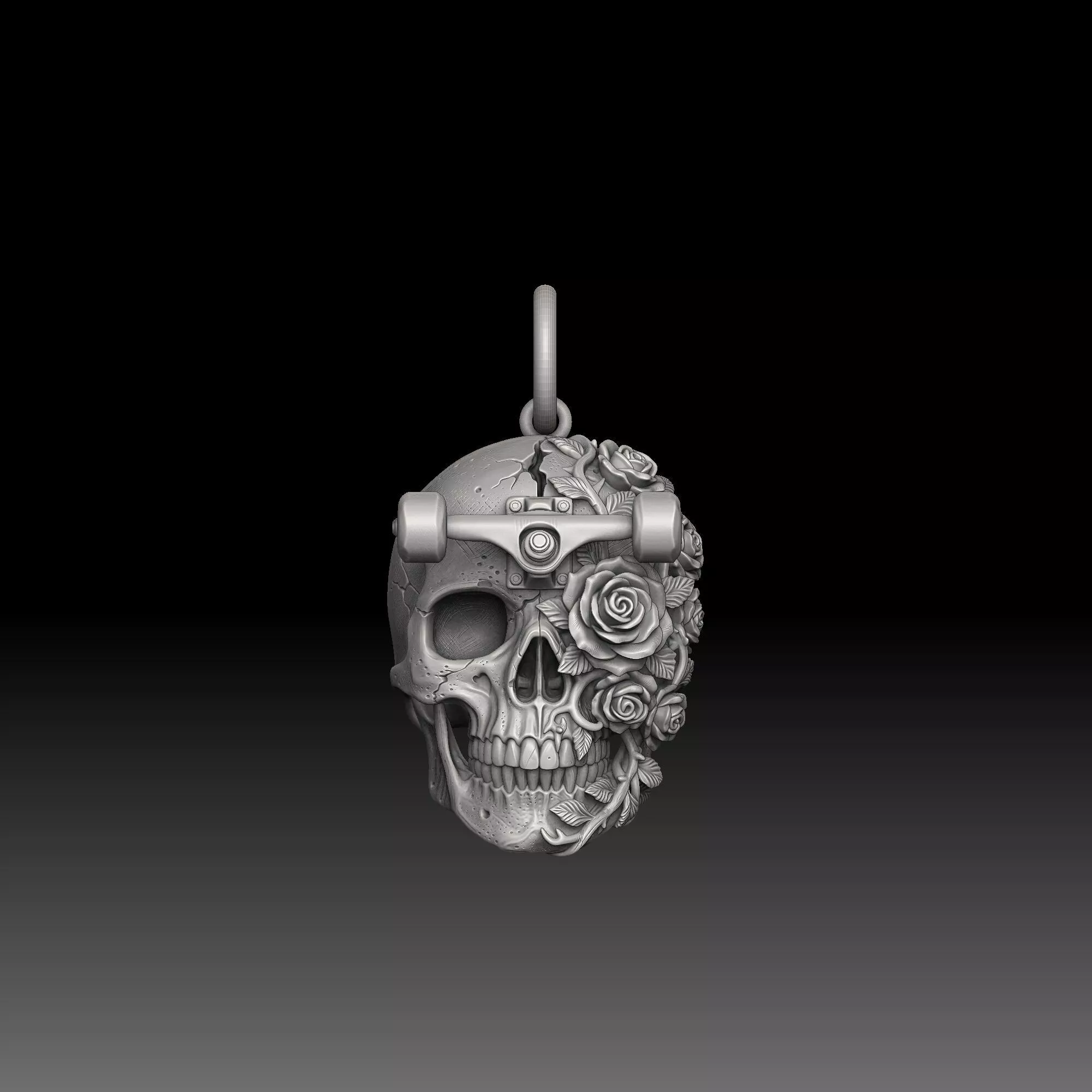 Skull Rose - one inch pendant 3D print model