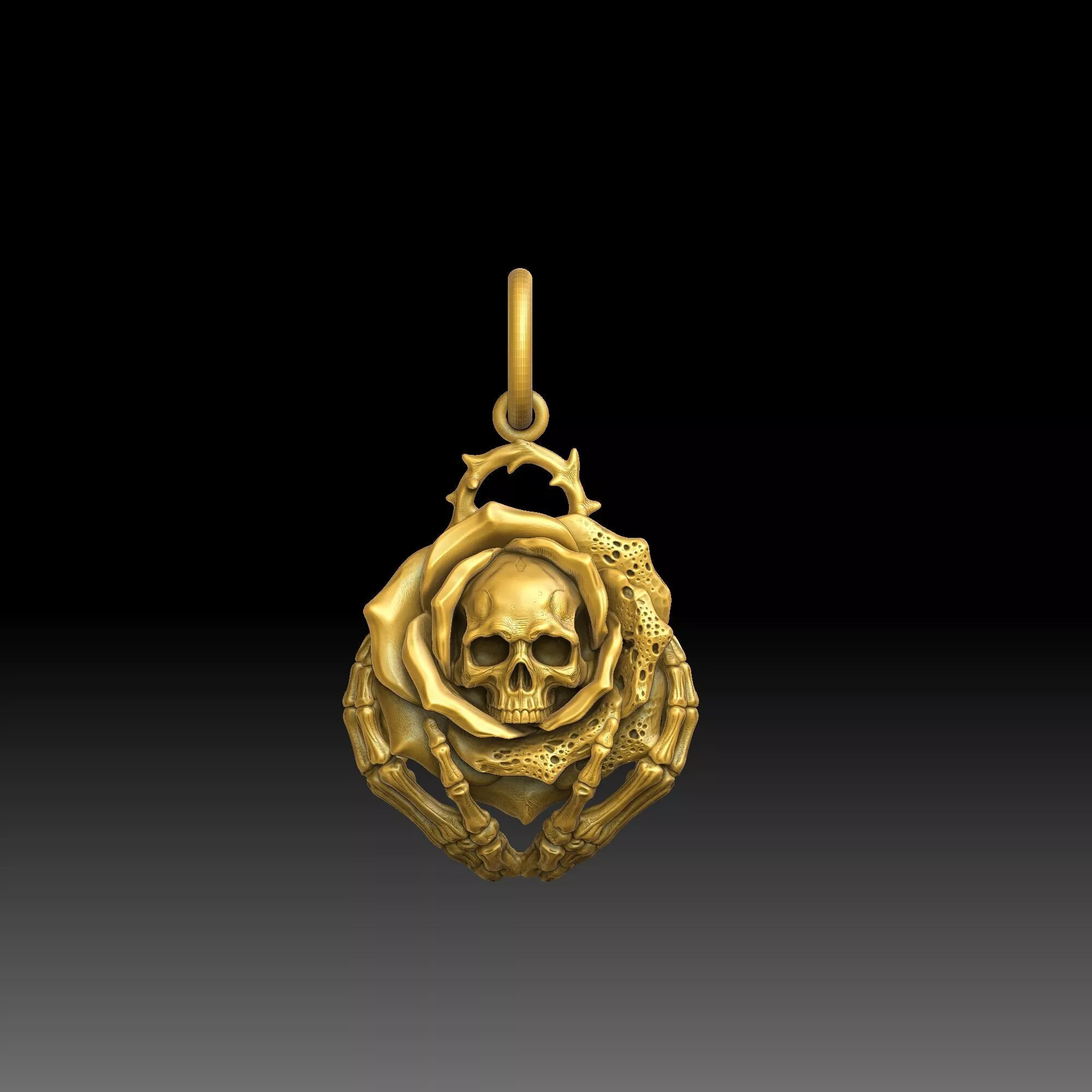 Skull Rose - one inch pendant 3D print model