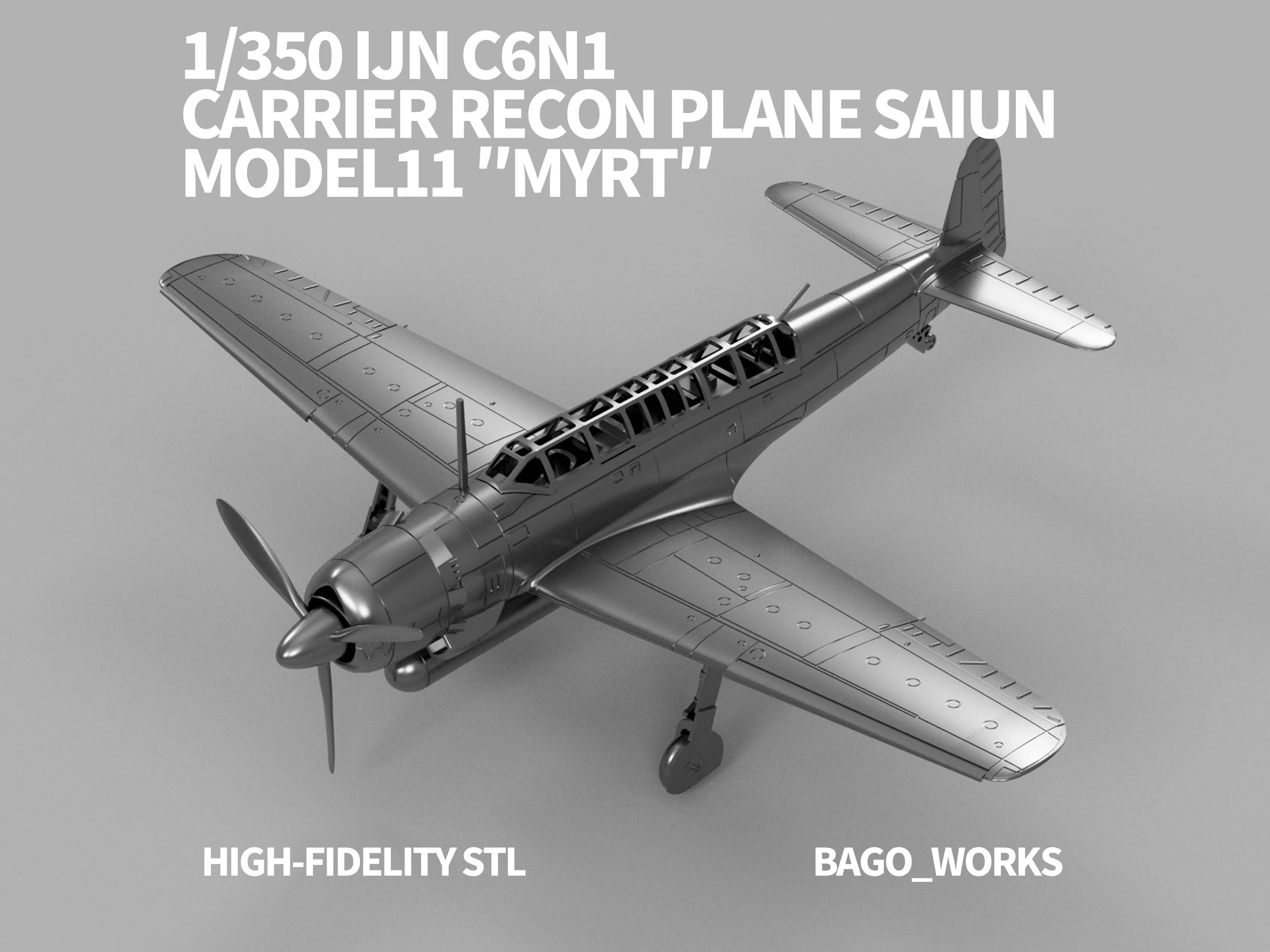 1 350 IJN C6N1 Carrier Recon Plane Saiun Model 11 MYRT 3D print model
