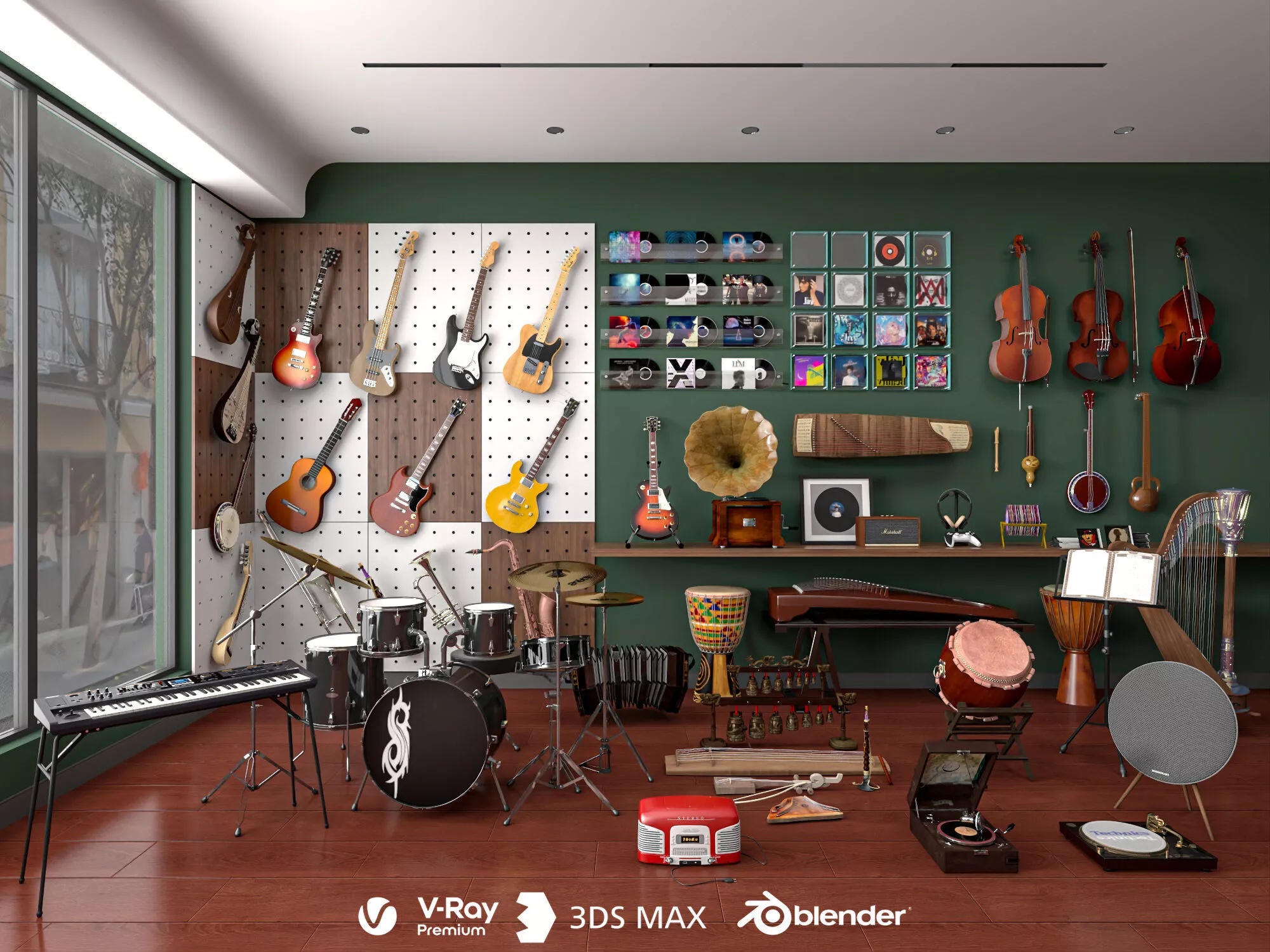 Multifunctional musical instrument display room model 3D model