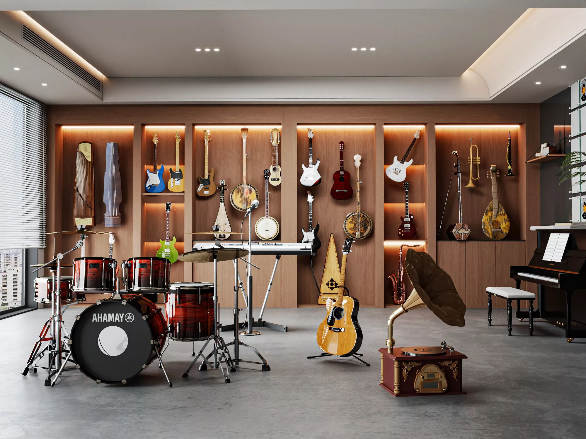 Music Studio Instrument Showroom Interior Low-poly 3D model
