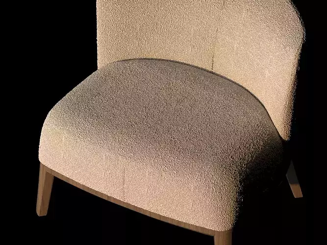 Modern Boucle Lounge Chairs Set With Coffee Table  3D model 3
