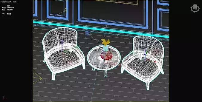Modern Boucle Lounge Chairs Set With Coffee Table  3D model 7