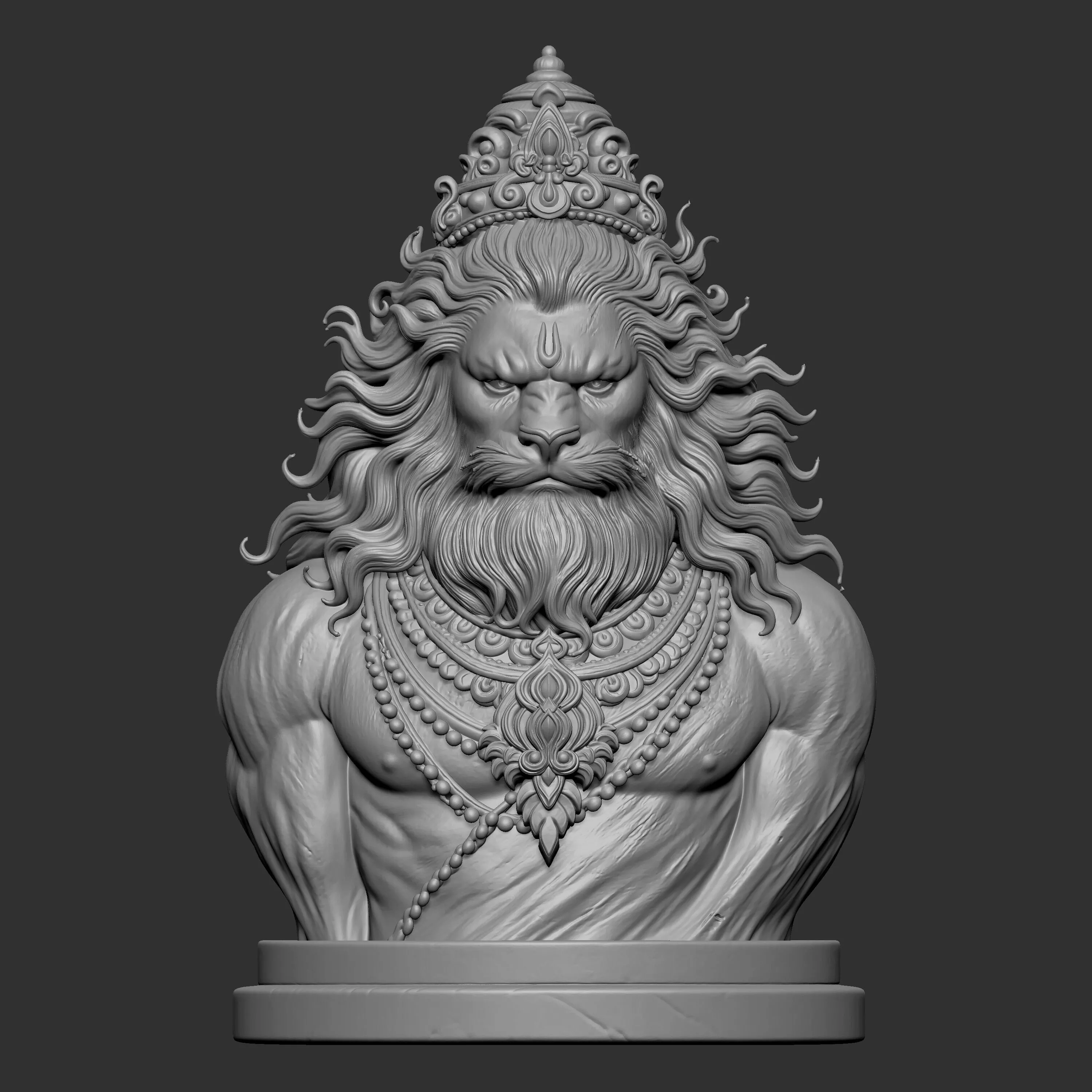 3D sculpture bust of Lord Narasimha 3D print model
