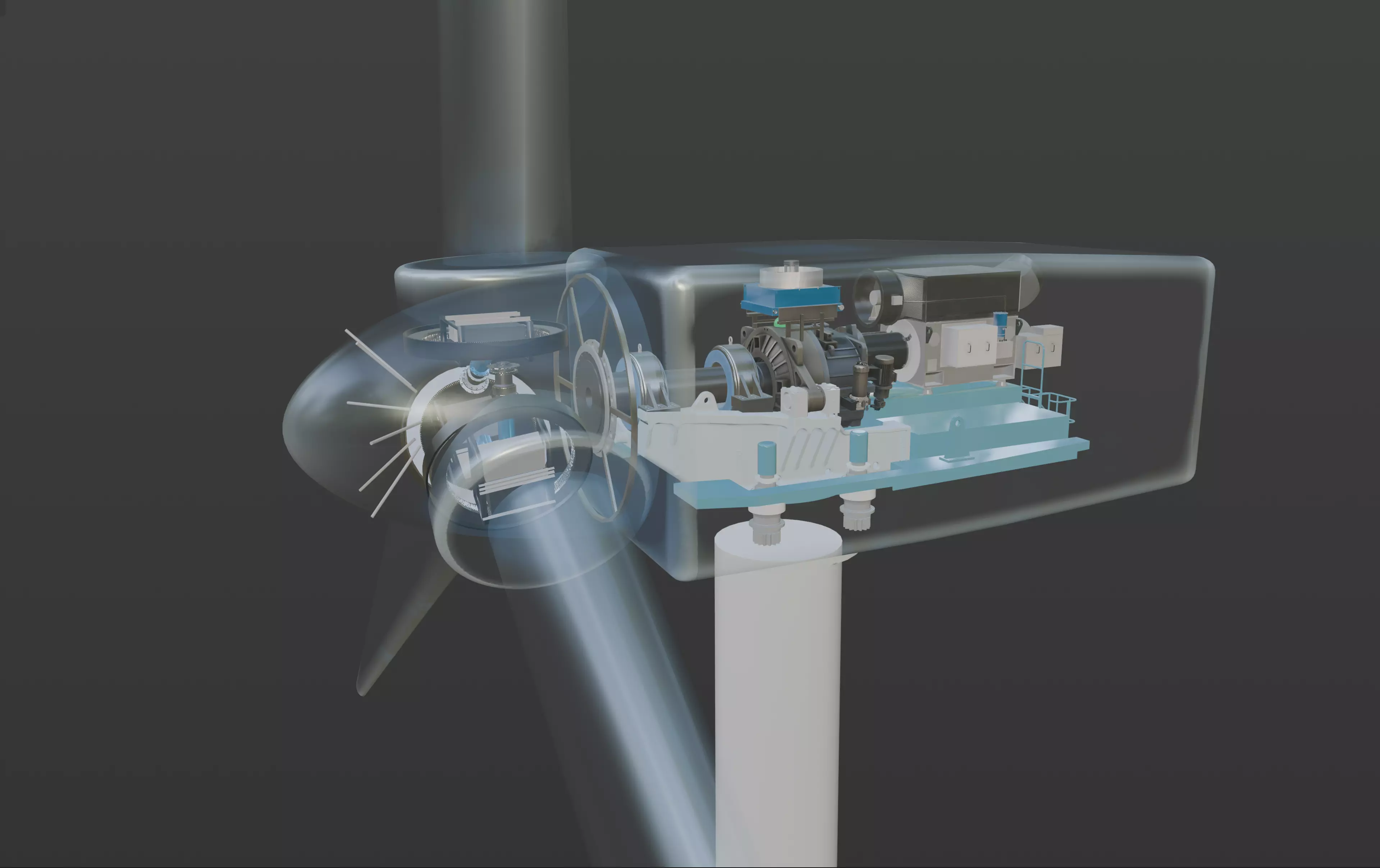 Industrial Wind Turbine Gen-Set for Digital Twin Low-poly 3D model