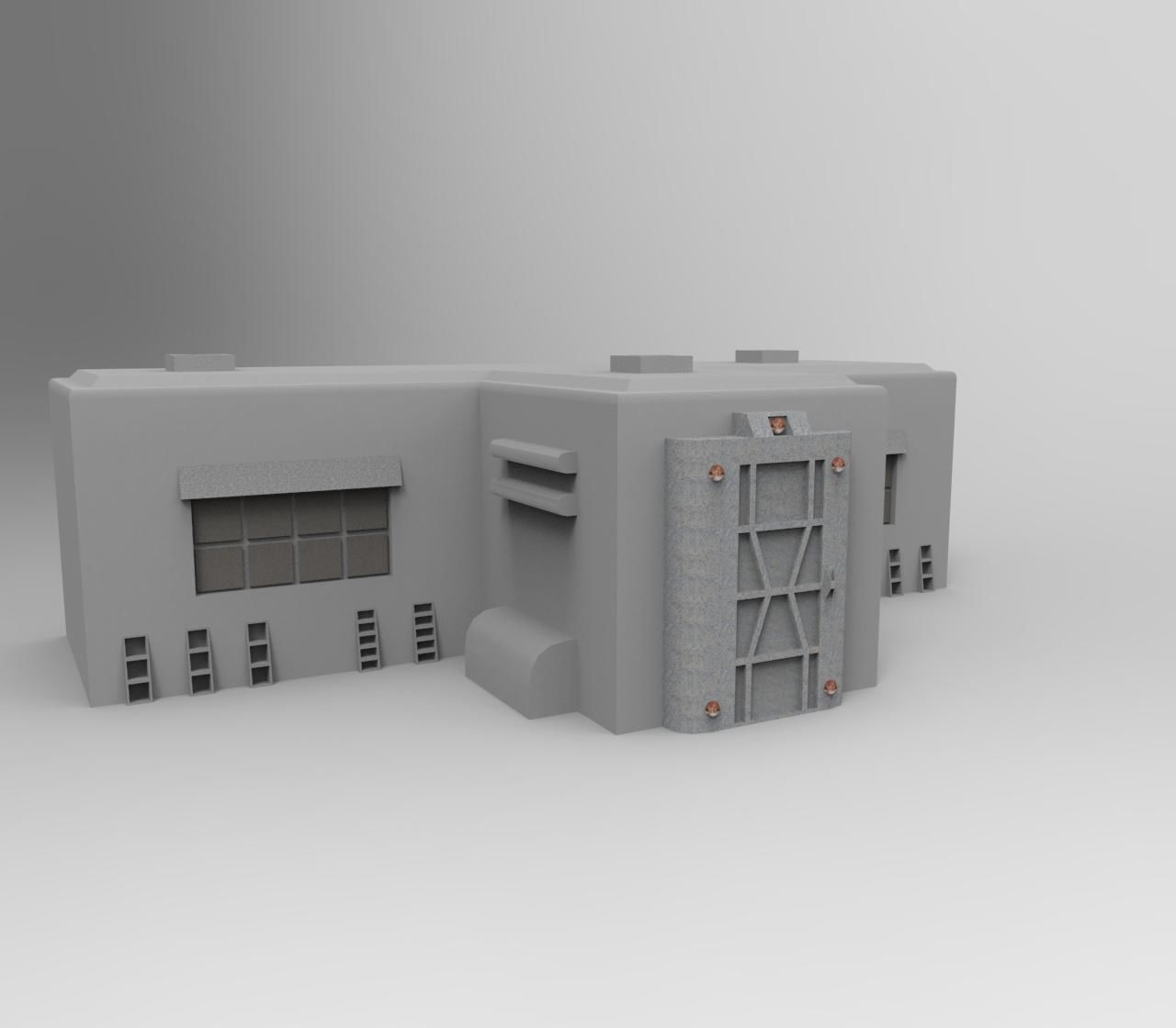 Sc-fi Building Low-poly 3D model_2