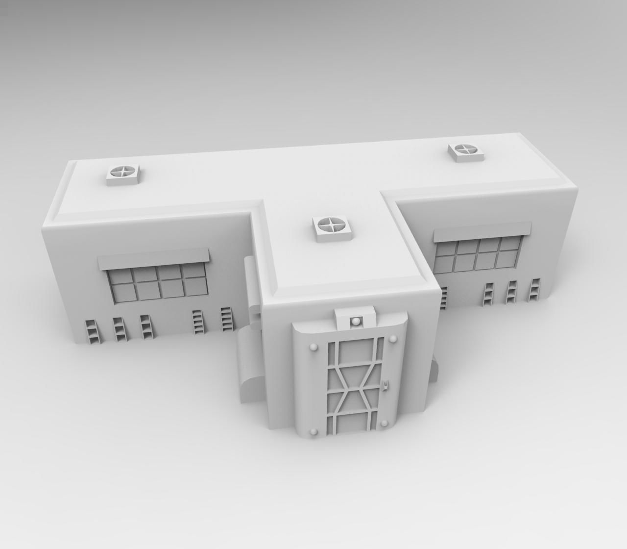 Sc-fi Building Low-poly 3D model_3