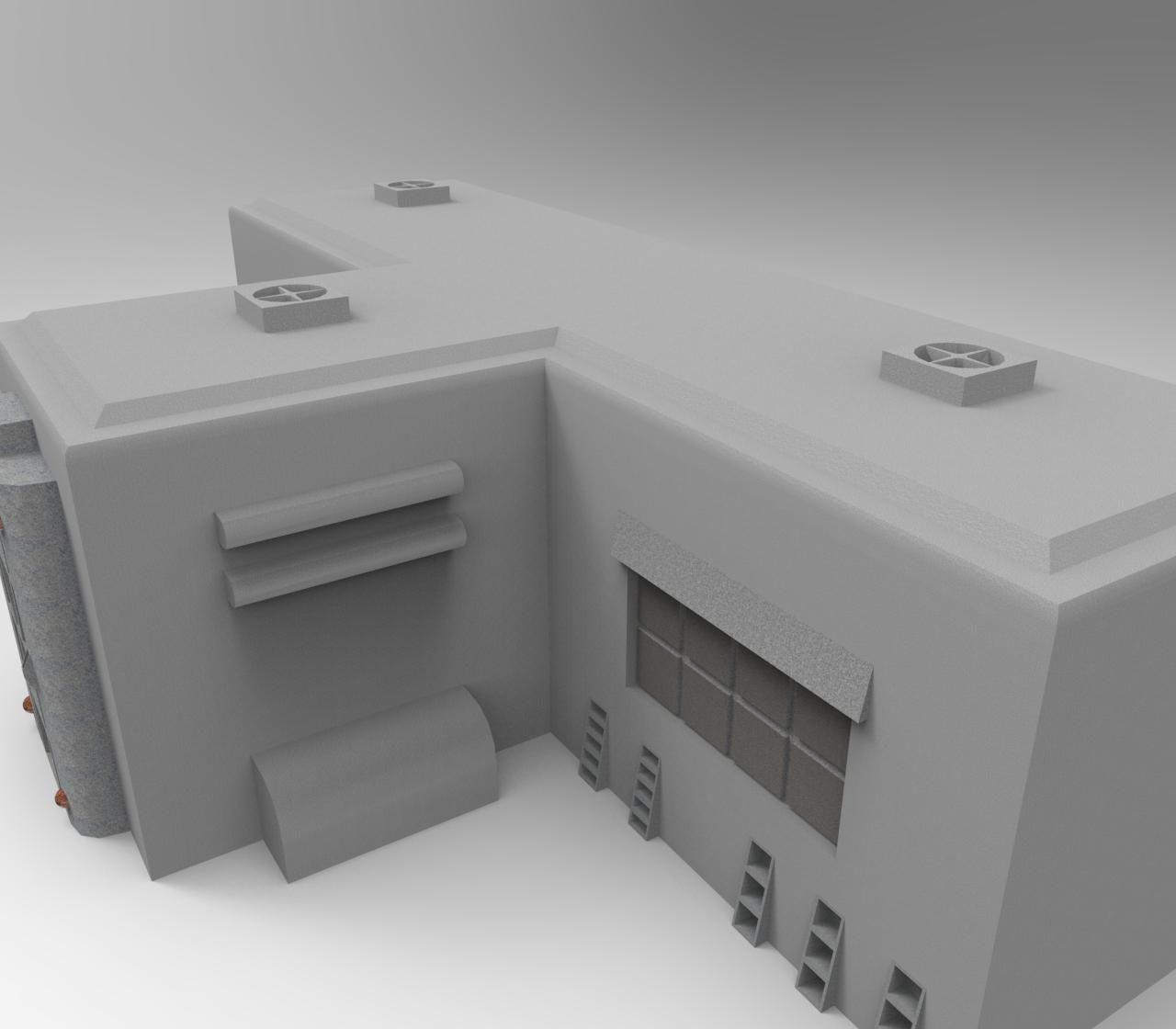Sc-fi Building Low-poly 3D model_1