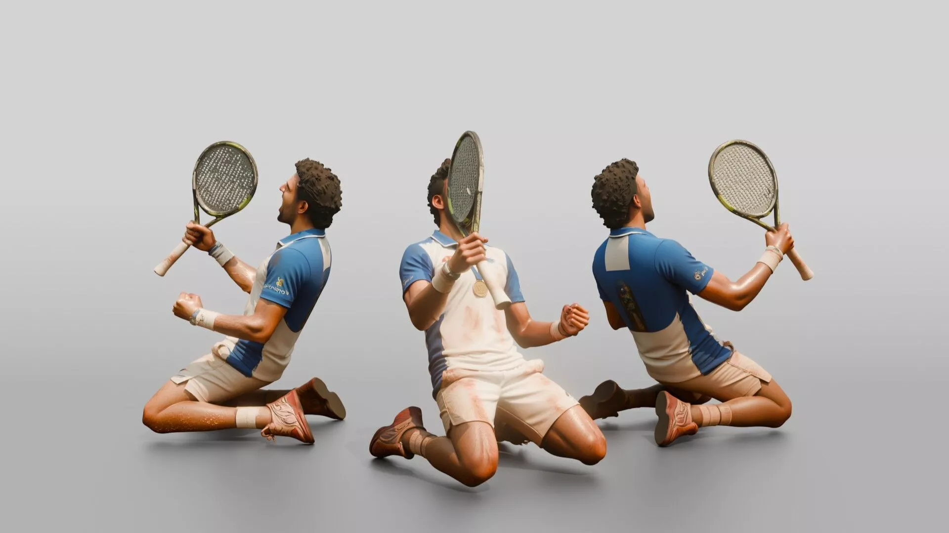 Male Tennis Player Sliding on His Knees in Celebration 3D model