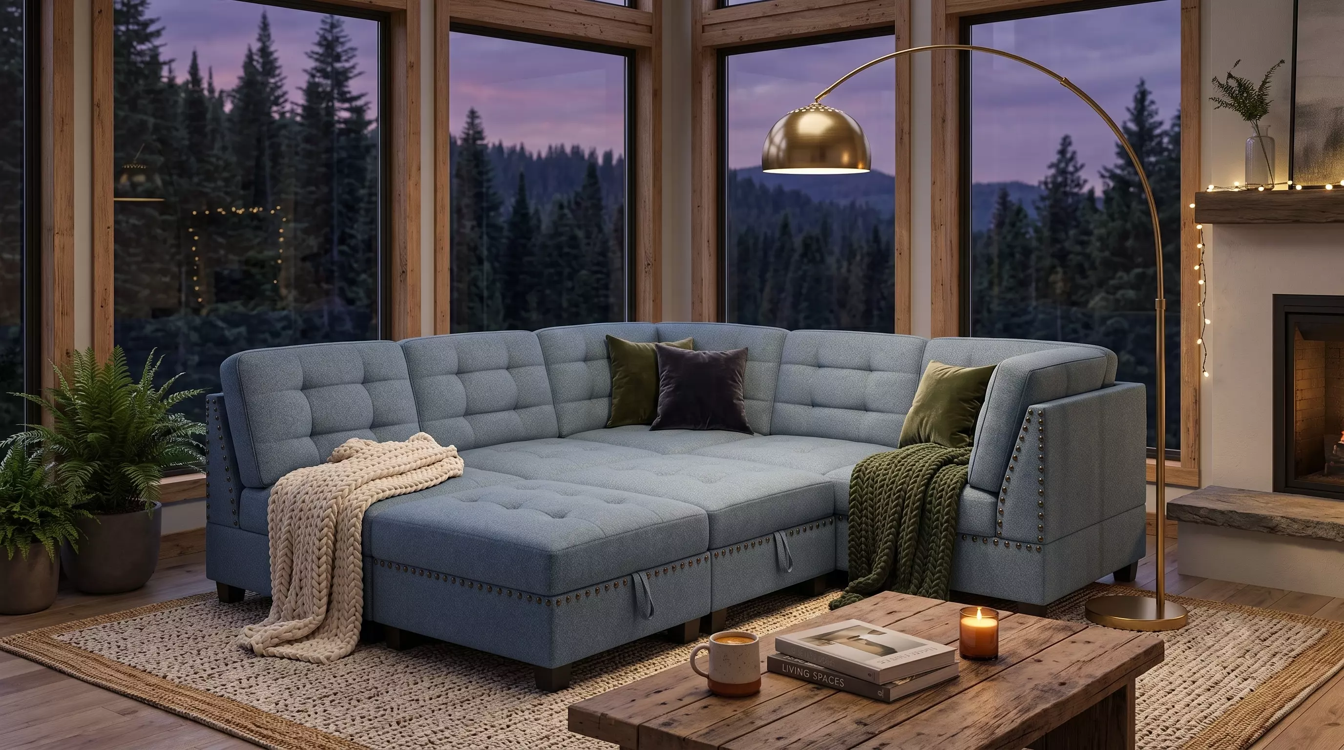 Modern Convertible Sectional Sofa Bed 3D model
