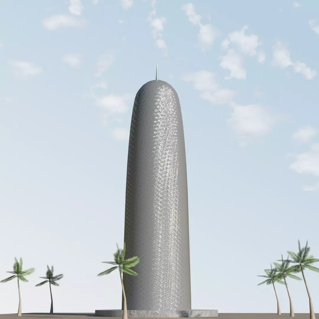 Doha Tower Burj Doha Qatar Low Poly 3D Model Low-poly 3D model