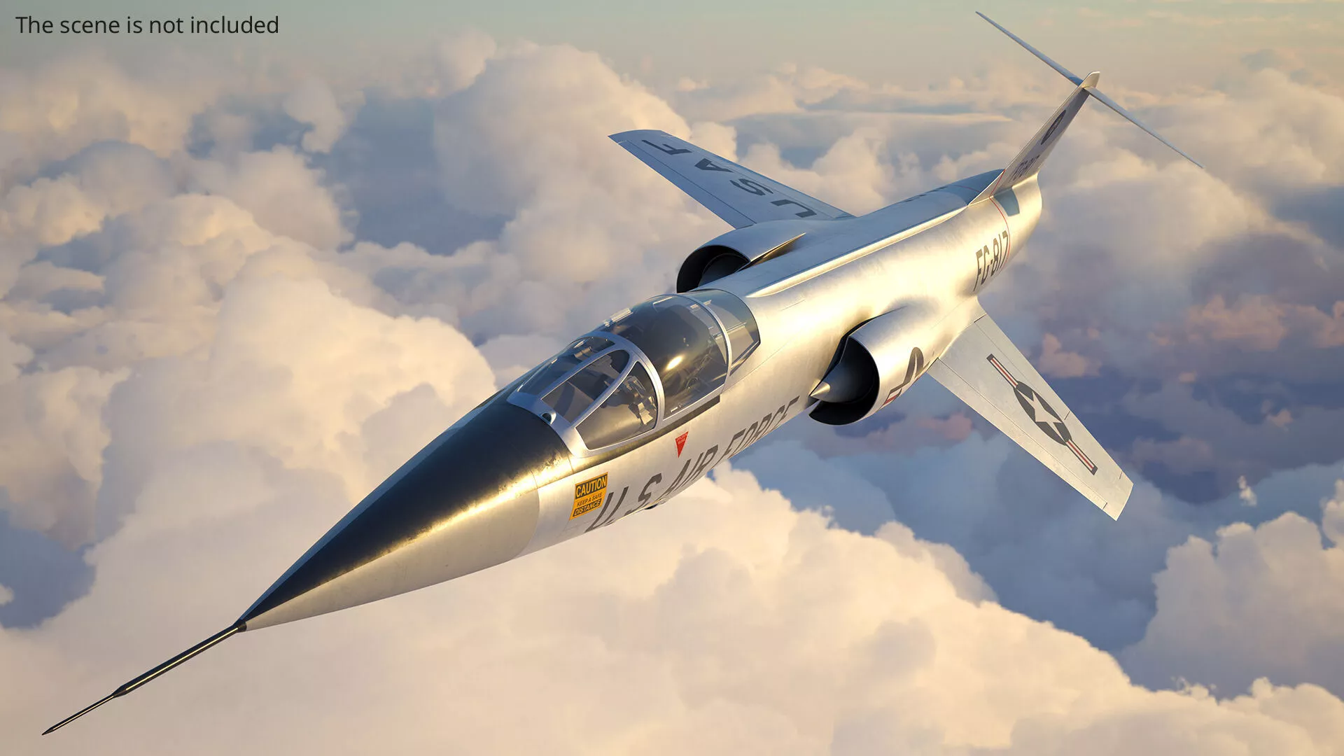 Lockheed F-104 Starfighter Aircraft Jet Rigged for Maya 3D model