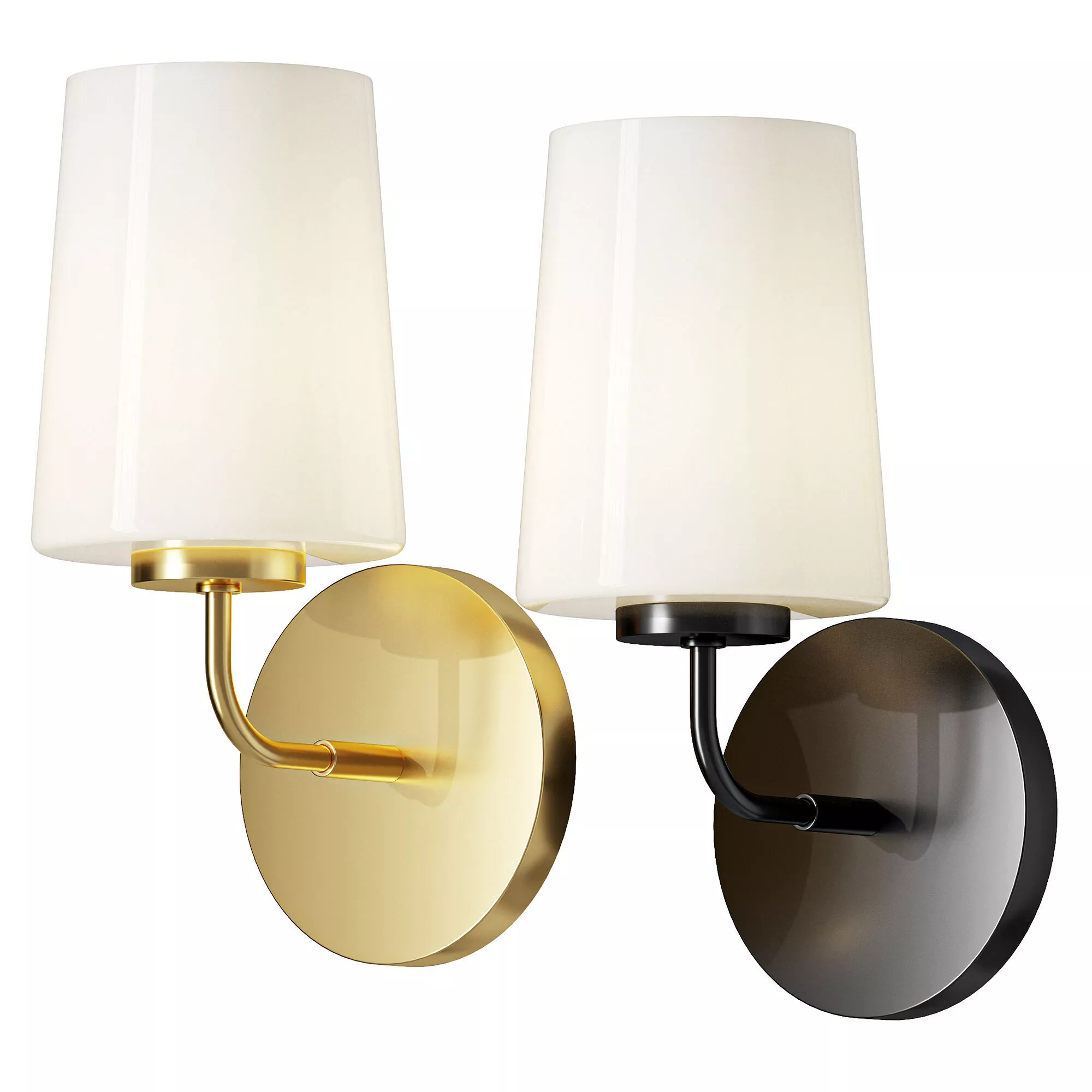 Wyatt Wall Sconce Legacy Brass with Milk Glass 3D model