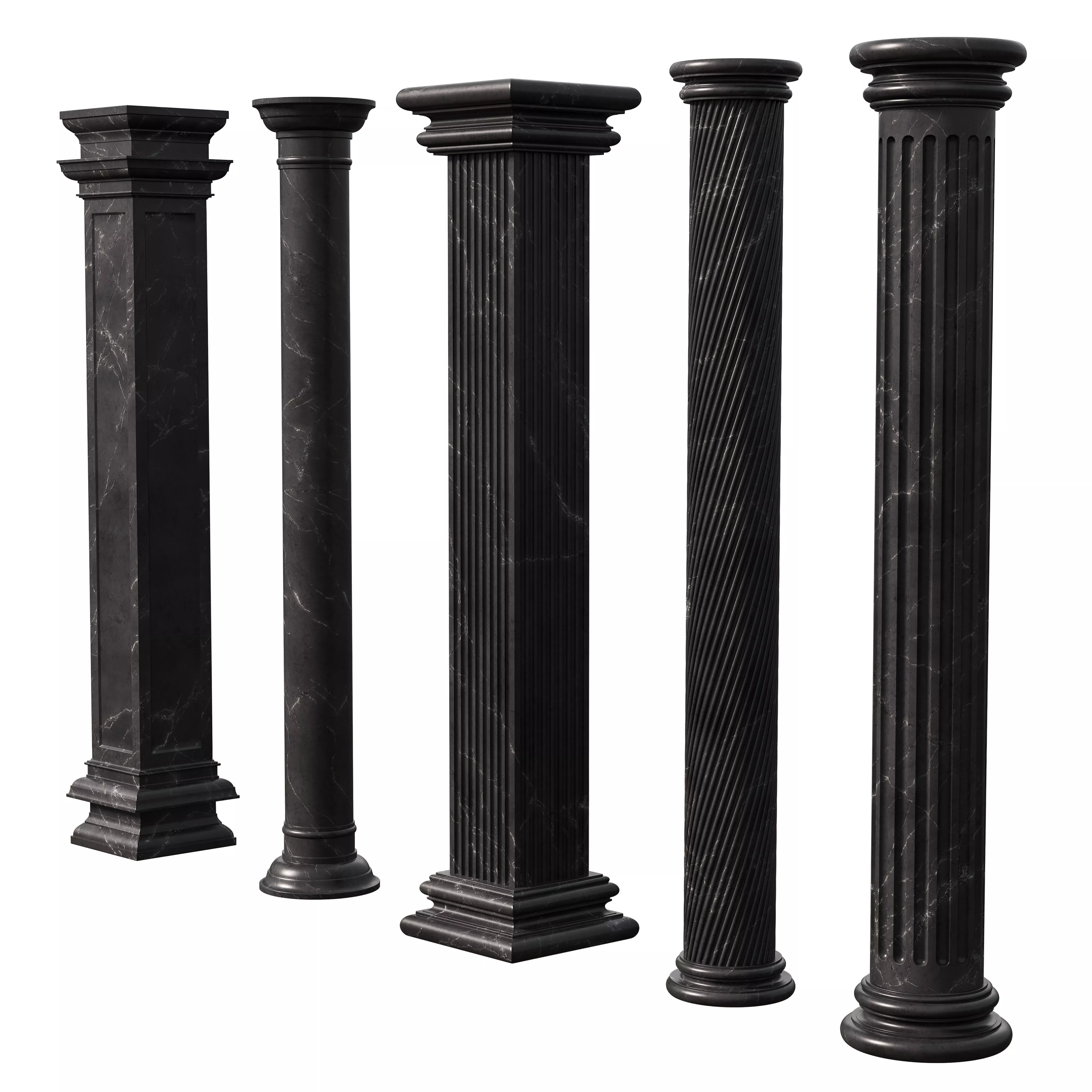 Marble Quintet Columns with Classic Design 5 3D model