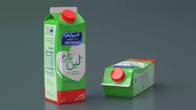 Almarai Fresh Laban Carton 1L Low Fat 3D model 3