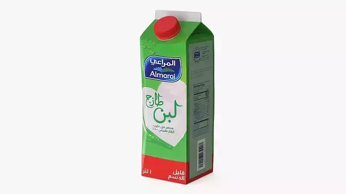 Almarai Fresh Laban Carton 1L Low Fat 3D model 2