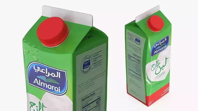 Almarai Fresh Laban Carton 1L Low Fat 3D model 5