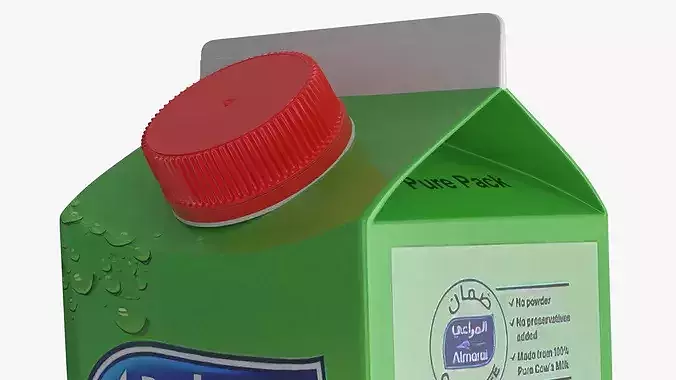 Almarai Fresh Laban Carton 1L Low Fat 3D model 7