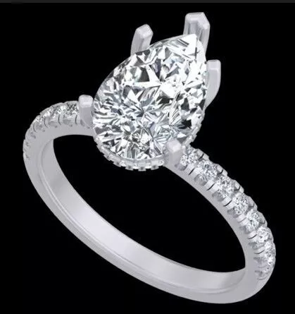 Pear Cut Hidden Halo Engagement Ring Free 3D print model