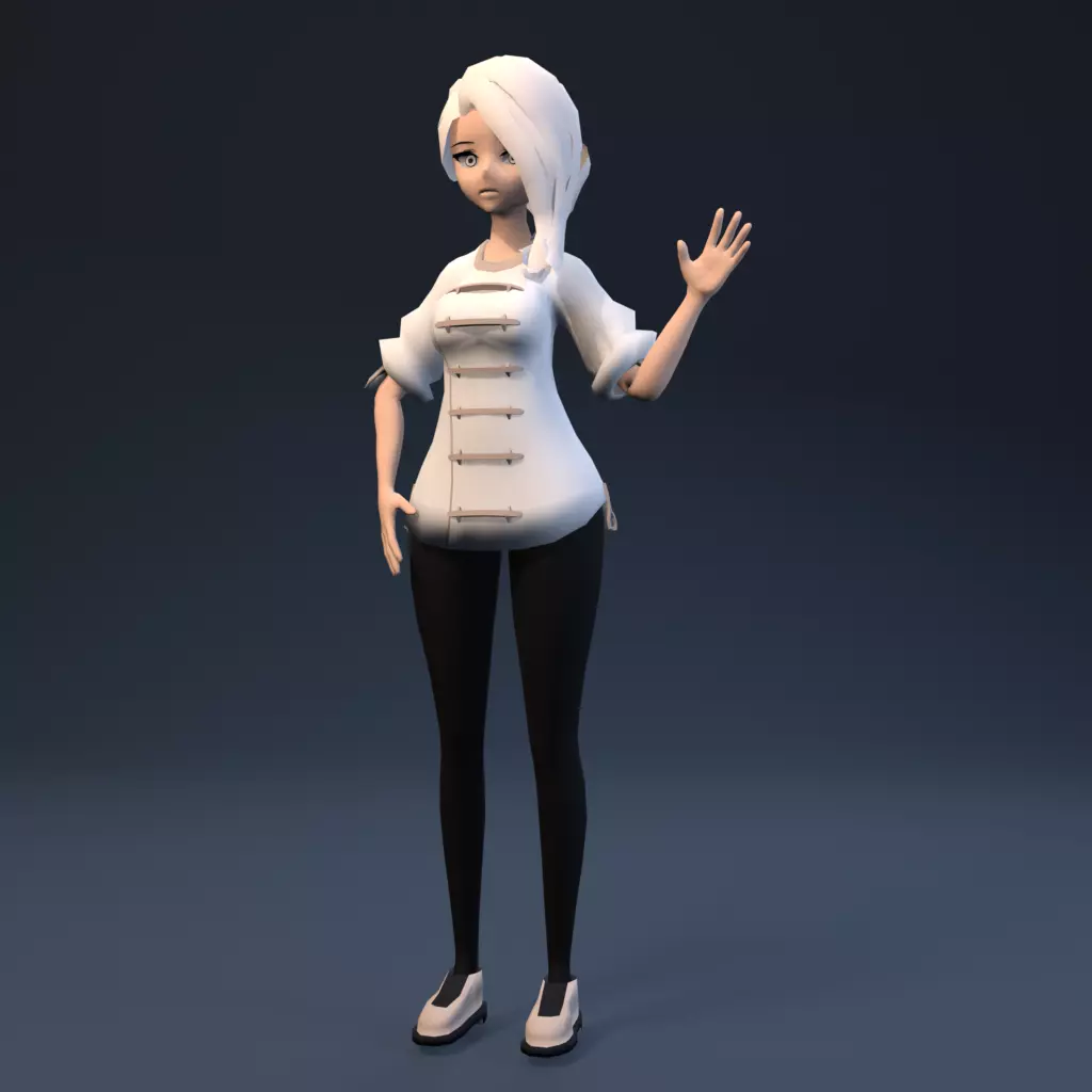Stylized Anime Girl 08 Rigged Low-poly 3D model
