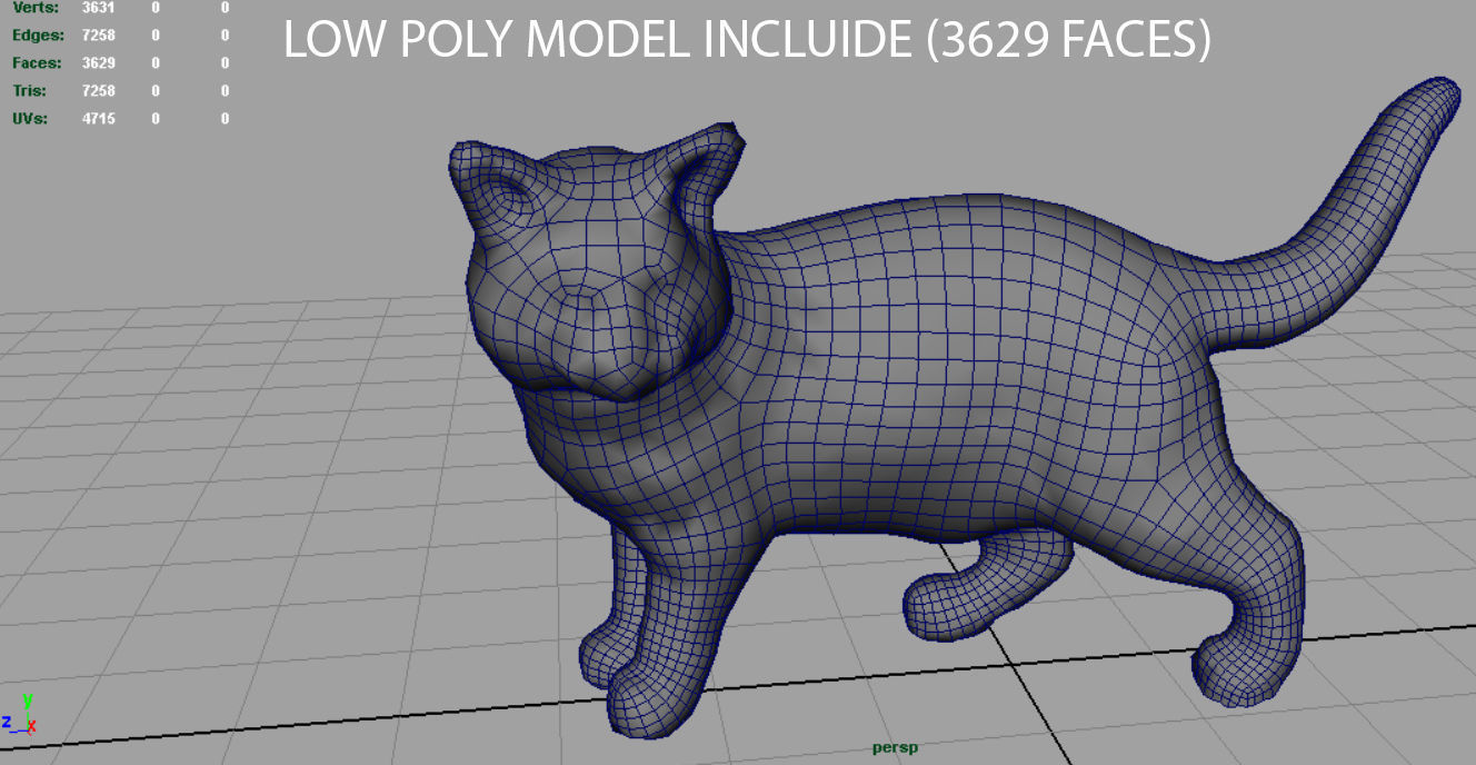 Black Cat Low-poly 3D model_11