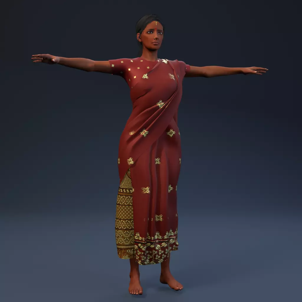 Ethnic Girl - Indian Rigged Low-poly 3D model