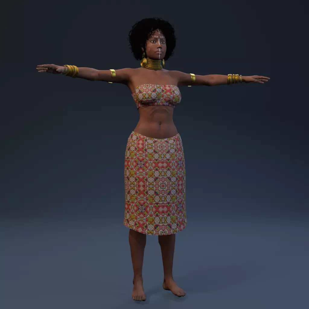 Ethnic Girl - African Rigged Low-poly 3D model