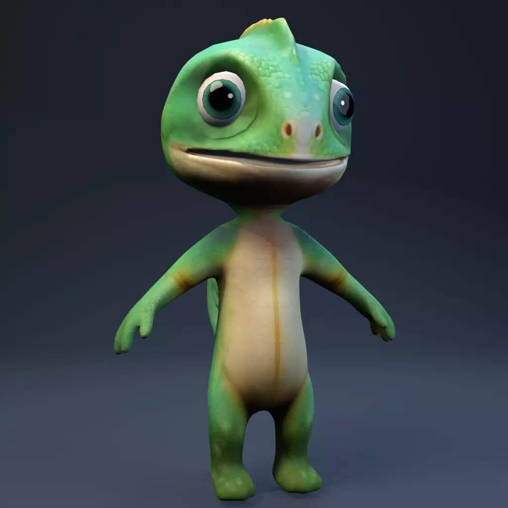 Anthro Lizard Rigged Low-poly 3D model