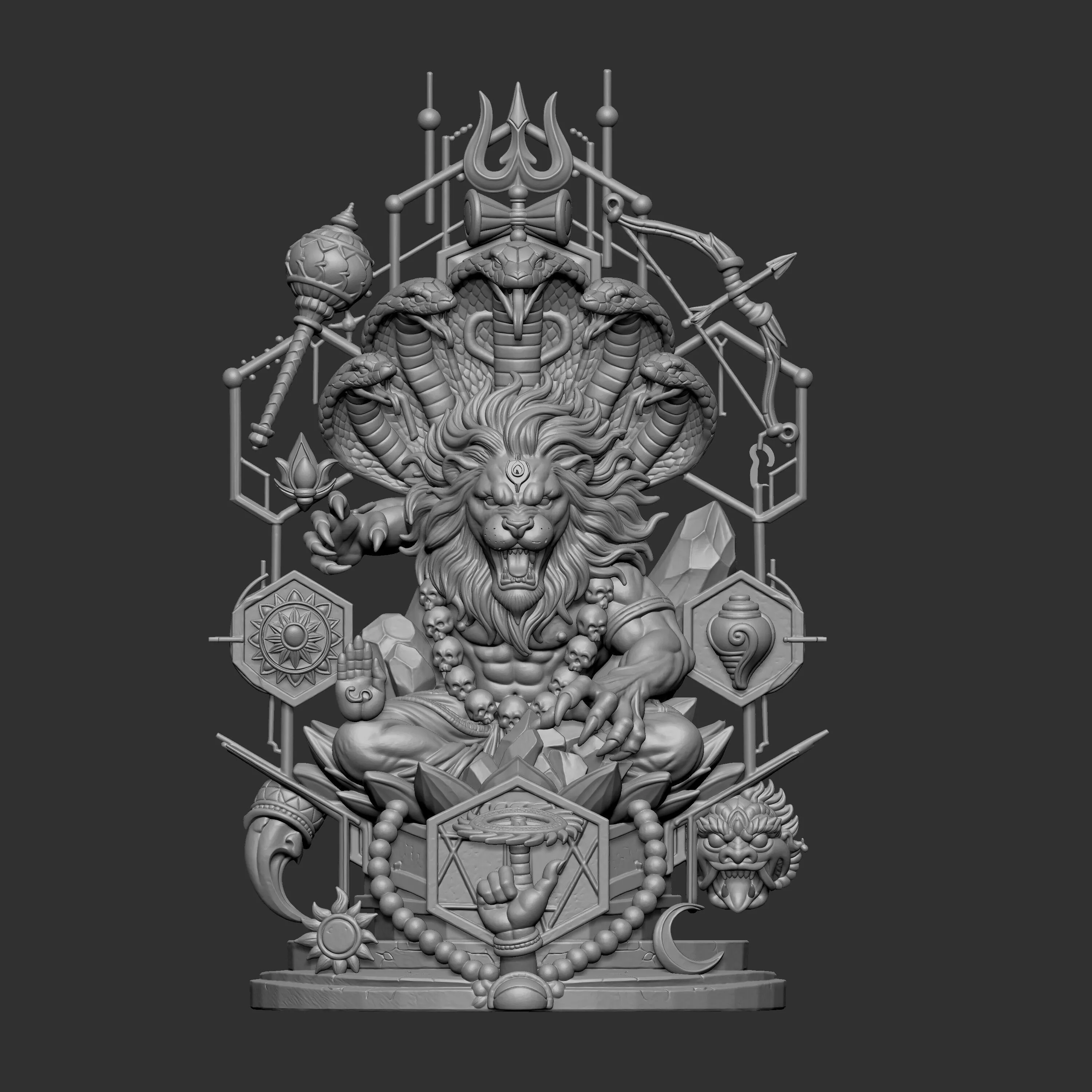 digital 3D sculpture of Lord Narasimha 3D print model