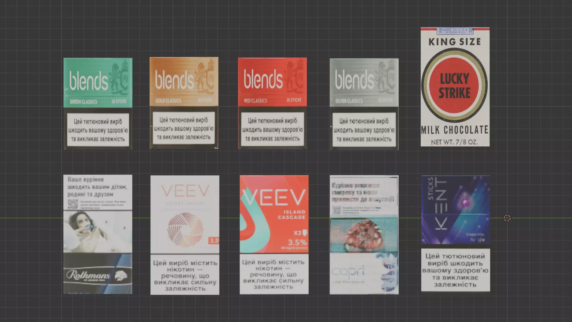 Ukrainian Cigarette Packs and Tobacco Sticks Collection - PBR Free low-poly 3D model