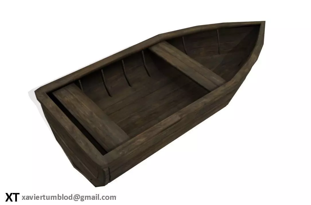 Lowpoly boat wooden Free low-poly 3D model