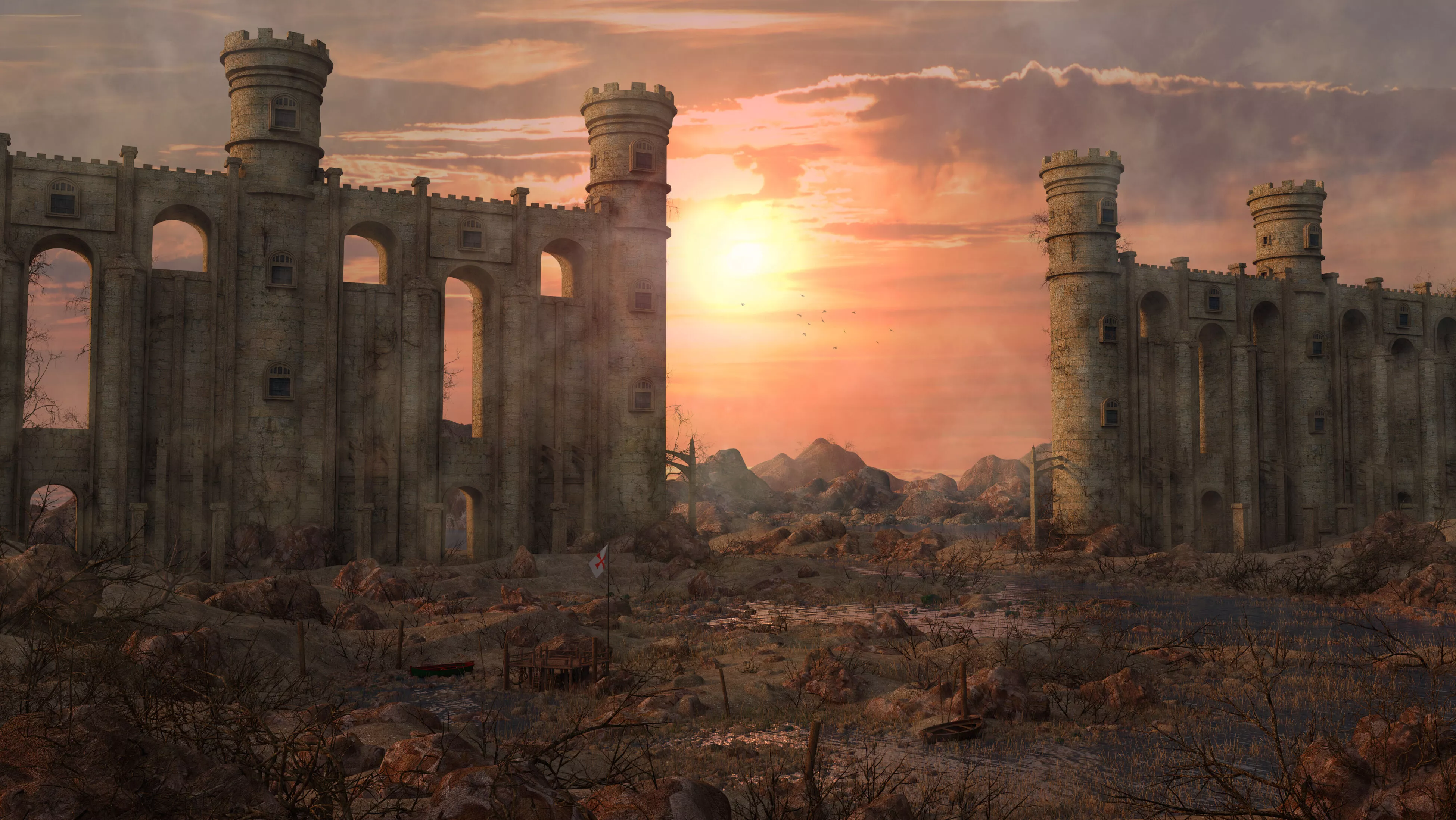 Ancient Wall Tower Environment 3D model