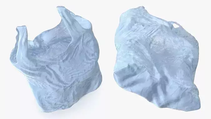 Used Grocery Shopping Bag Polyethylene Blue 3D model 5