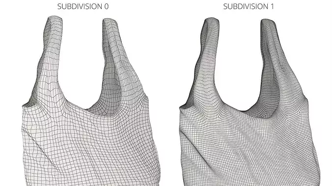 Used Grocery Shopping Bag Polyethylene Blue 3D model 7