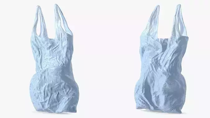Used Grocery Shopping Bag Polyethylene Blue 3D model 4