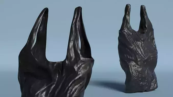 Used Shopping Bag Polyethylene Black 3D model 4