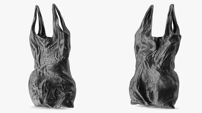 Used Shopping Bag Polyethylene Black 3D model 5