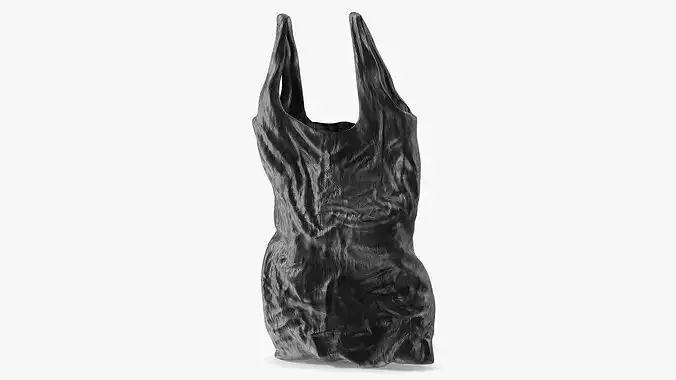 Used Shopping Bag Polyethylene Black 3D model 2