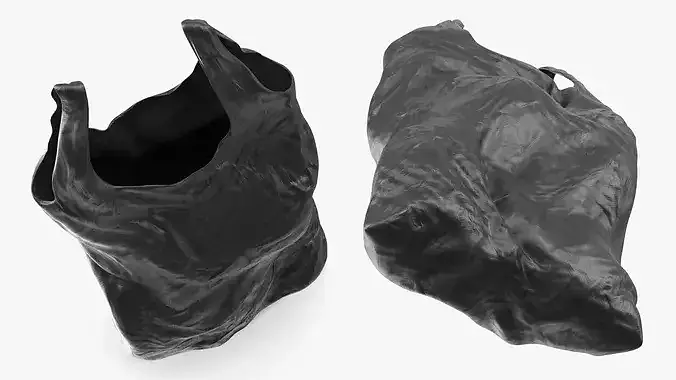 Used Shopping Bag Polyethylene Black 3D model 6