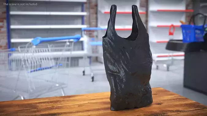 Used Shopping Bag Polyethylene Black 3D model 3