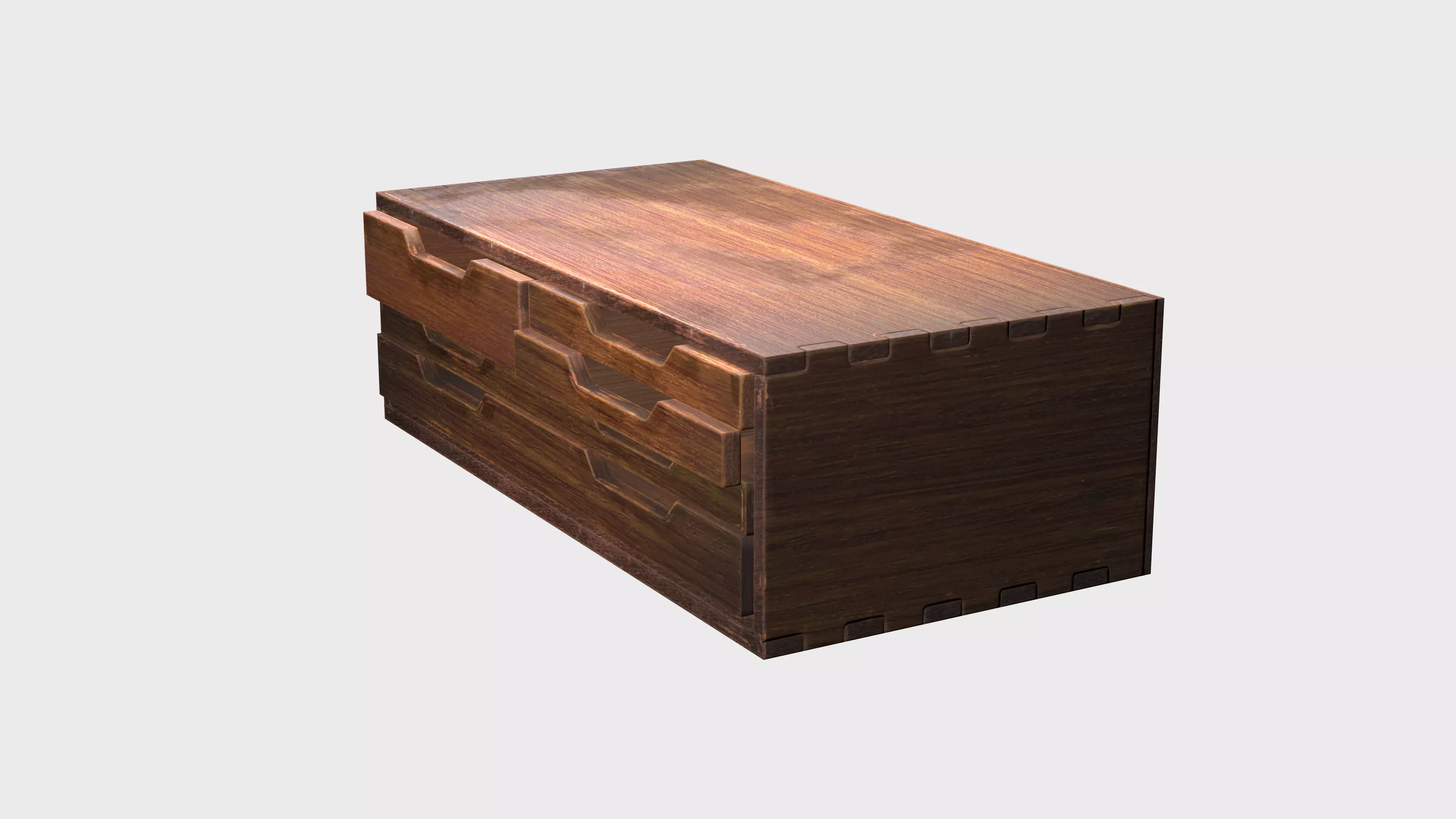 Wooden Desk Organizer Document Tray Rack Low-poly 3D model