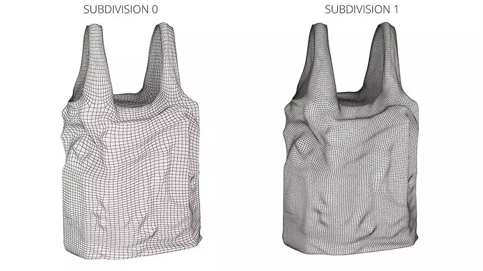 Retail Bag with Handles Filled Polyethylene Black 3D model 7