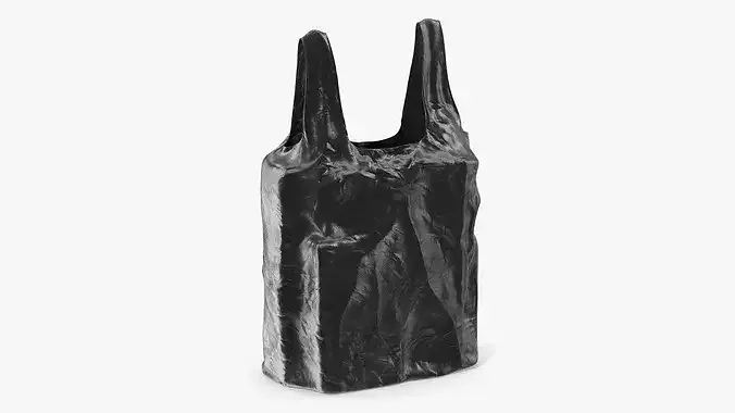Retail Bag with Handles Filled Polyethylene Black 3D model