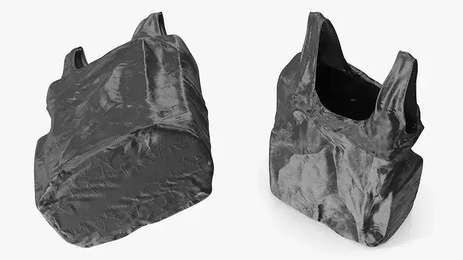 Retail Bag with Handles Filled Polyethylene Black 3D model 5